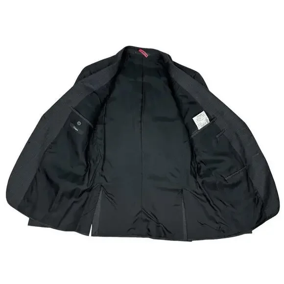 Z Zegna Wool Single-Breasted Blazer Jacket Gray Blue Check Size 40 R US - Picture 3 of 9